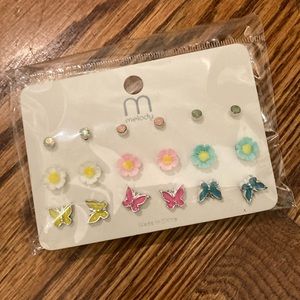 Butterfly Flower Earrings Set